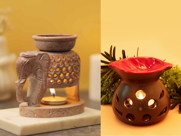 Đèn xông tinh dầu dùng nhiệt làm tinh dầu bay hơi và lan tỏa hương thơm