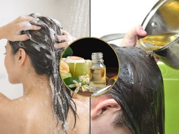 Gội đầu bằng tinh dầu bưởi giúp kích thích mọc tóc