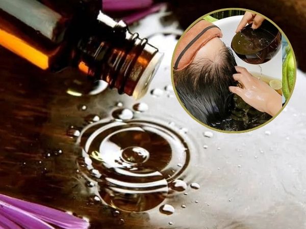 Pha loãng tinh dầu bưởi với nước ấm để xả tóc sau khi gội