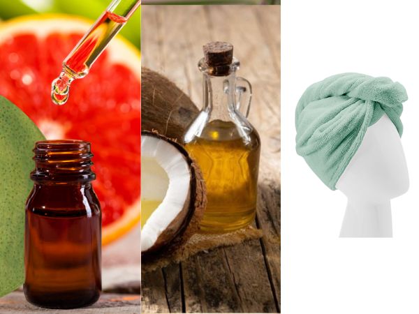 Nguyên liệu cần chuẩn bị để làm hỗn hợp tinh dầu bưởi ủ tóc